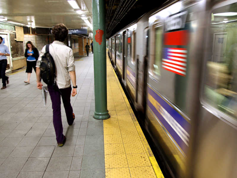 A subway train leaves the Columbus Circle station in New York Wednesday, May 5, 2010. (AP Photo/Craig Ruttle)