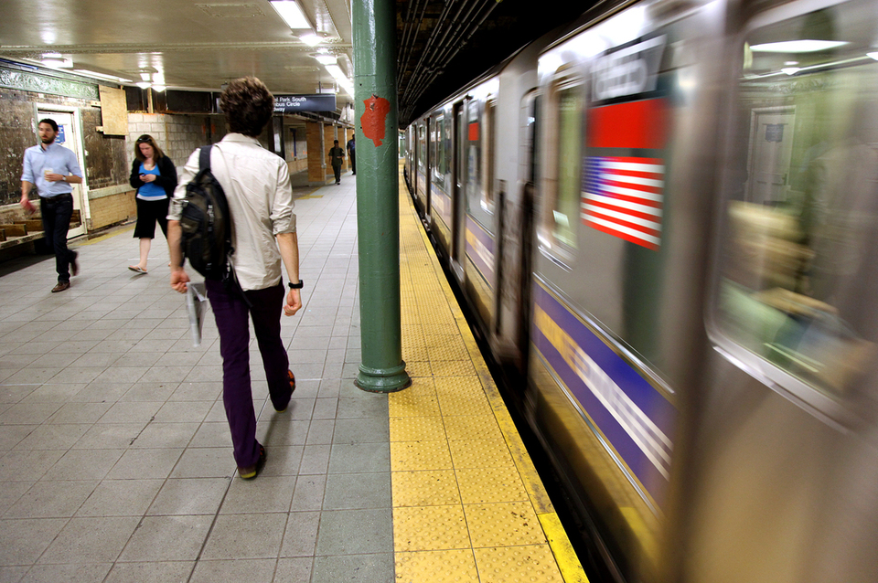 A subway train leaves the Columbus Circle station in New York Wednesday, May 5, 2010. (AP Photo/Craig Ruttle)