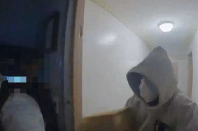 surveillance footage of apparent burglary