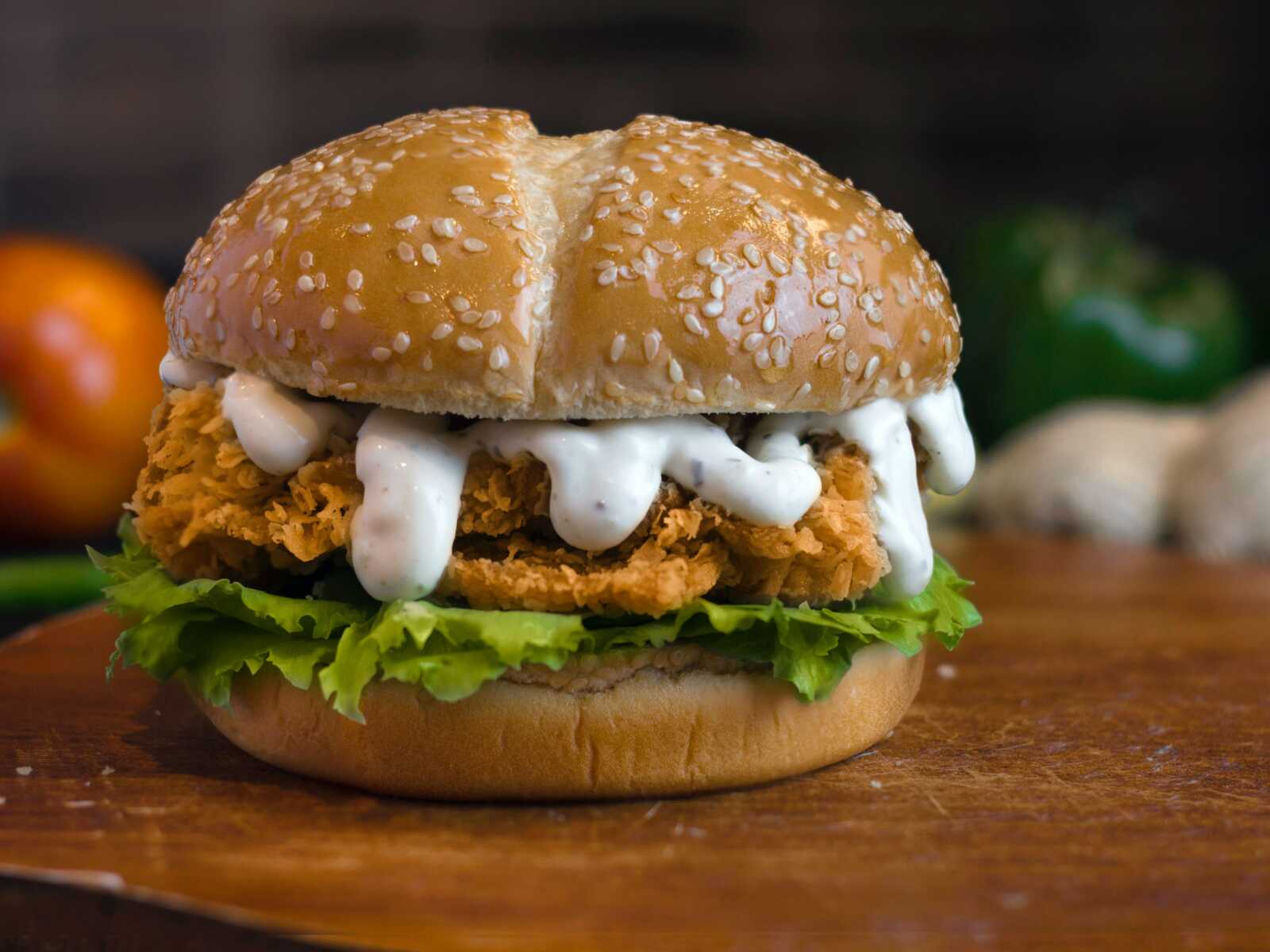 photo of chicken sandwich with mayonaise