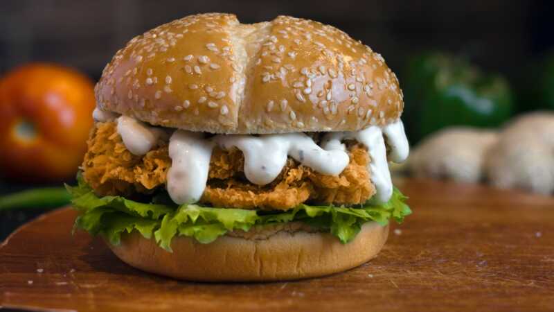 photo of chicken sandwich with mayonaise