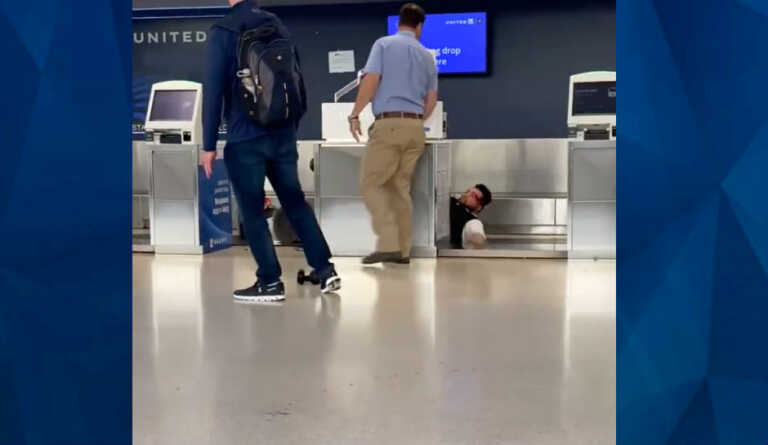 SEE IT: United Airlines Employee Knocked Backward Into Check-in ...