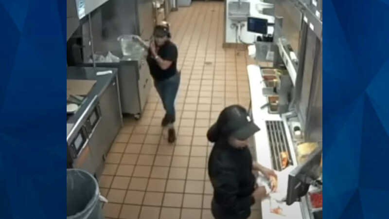 Taco Bell manager with boiling water