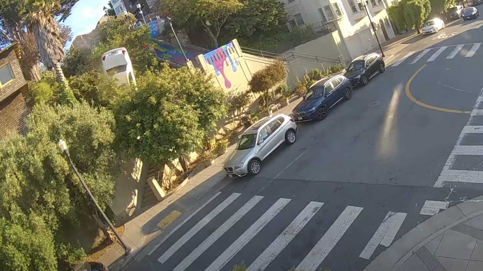 Video: Allegedly Stolen Car Flies Over SF’s Sanchez Stairs and Lands on Tree Upside Down