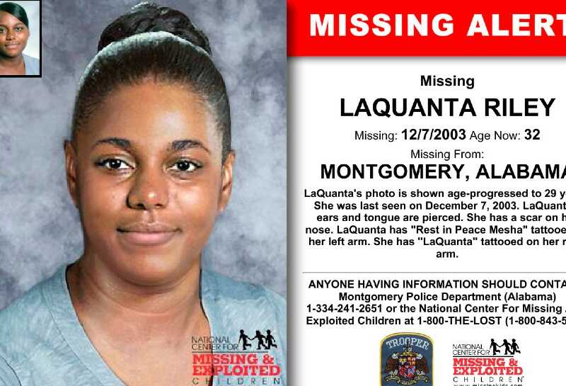 MISSING poster for LaQuanta Riley