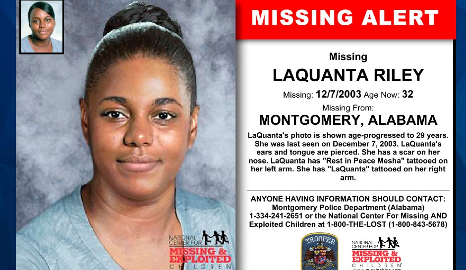 MISSING poster for LaQuanta Riley