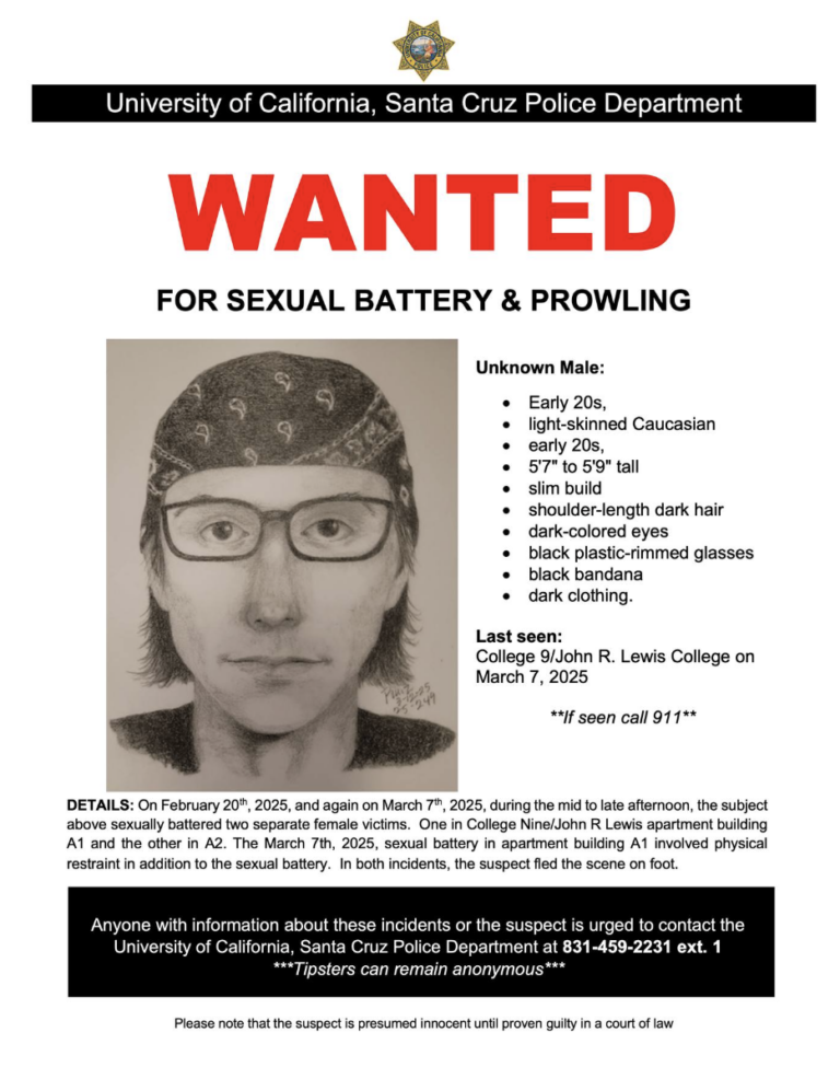 UC Santa Cruz Cops Release Sketch of Man Wanted for Campus Rapes ...